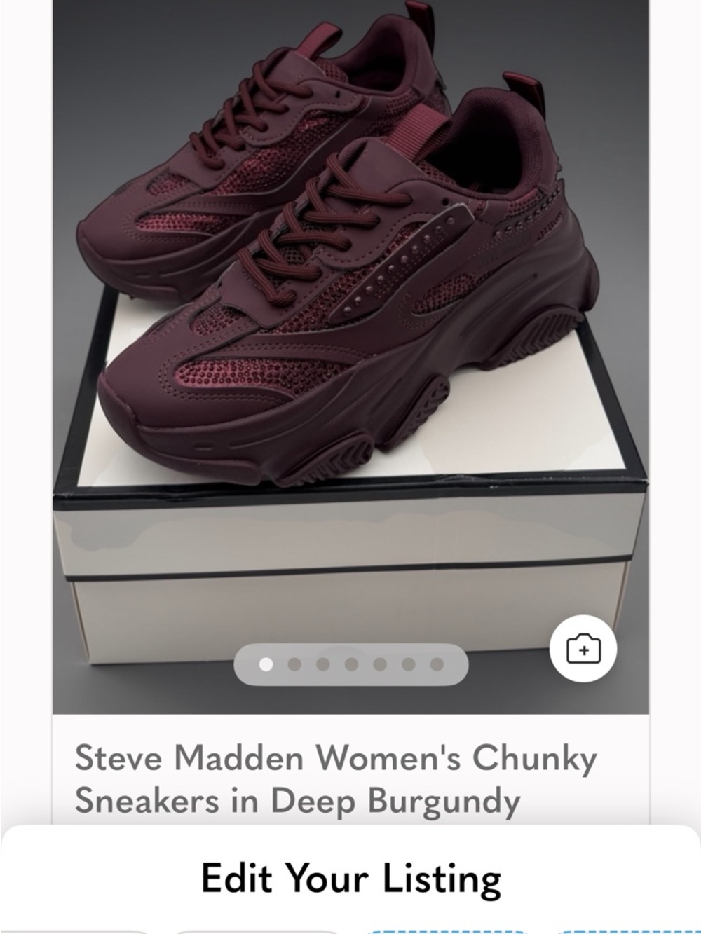 New Steve Madden Women's Chunky Sneakers in Burgundy 7.5 Brand New Bedazzled